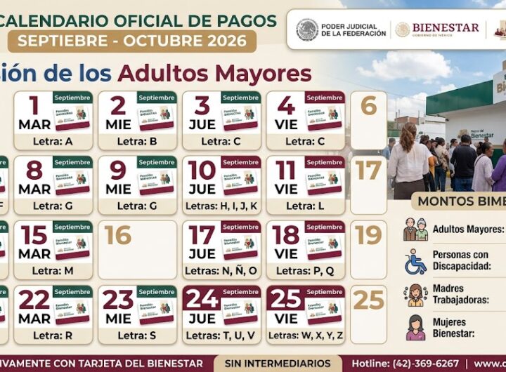 calendario pensión bienestar septiembre